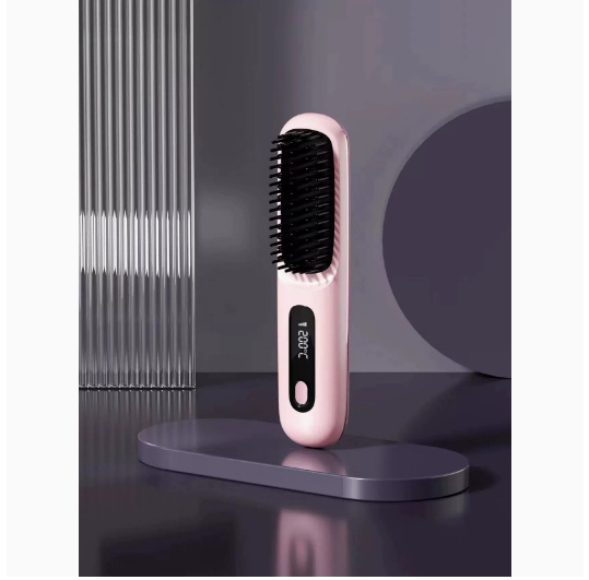 2 In 1 Straight Hair Comb Wireless Hair Straightener Brush Hair Fast Heating Portable Hot Curler USB Charging - Image 10
